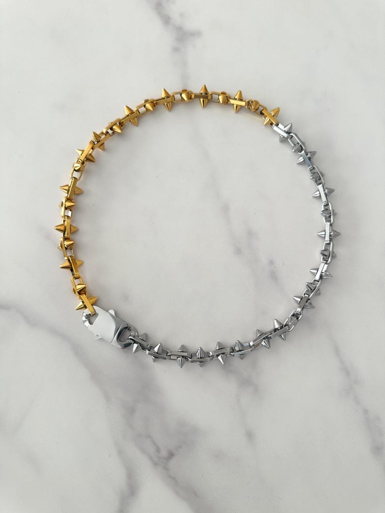 HALF GOLD HALF SILVER SPIKE CHAIN
