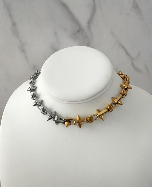 HALF GOLD HALF SILVER SPIKE CHAIN